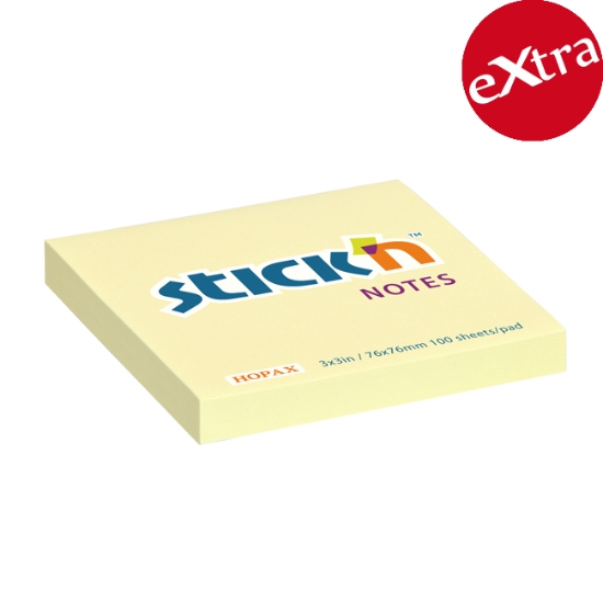 Obrázek Bloček samolepicí STICK'N 76 x 76 mm 100 l - žlutá