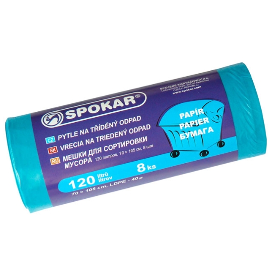 Obrázek Sáčky na tříděný odpad 120 litrů - modré / 8 ks