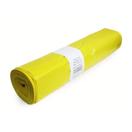 Obrázek PE pytle na odpad 700x1100, 80 mic. -  žluté / 15 ks role
