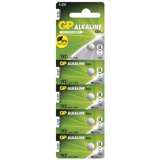 Obrázek Baterie alkalická knoflíková GP LR41 (192F)  / 5ks