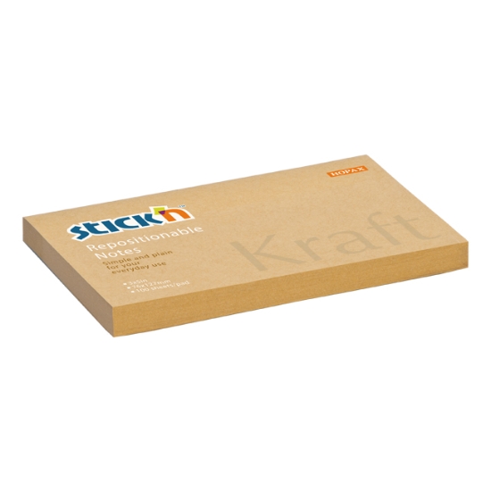 Obrázek Bloček samolepicí STICK'N Kraft Notes 76 x 127 mm, 100 l - hnědý