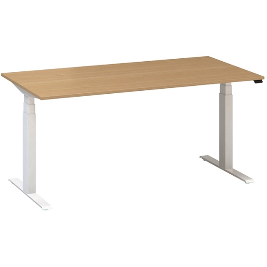 Obrázek ALFA UP stůl výškově stavitelný 160 cm - buk  / bílé podnoží