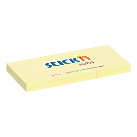 Obrázek Bloček samolepicí STICK'N 38 x 51 mm - žlutá / 3 x 100 ks