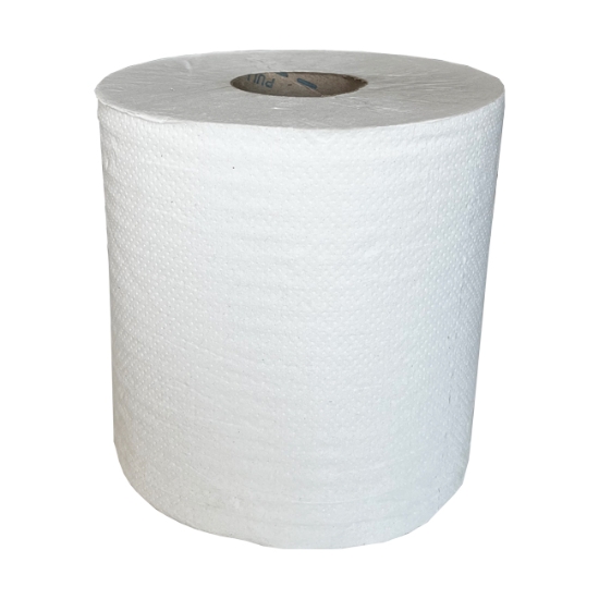 Obrázek Utěrky MAXI 1vr. recykl 75%, 20 cm/18,5 cm, návin 300 m - bílá role / 6 ks 
