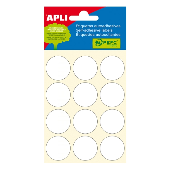 Obrázek Etiketa APLI pr. 25 mm - bílá / 72 etiket
