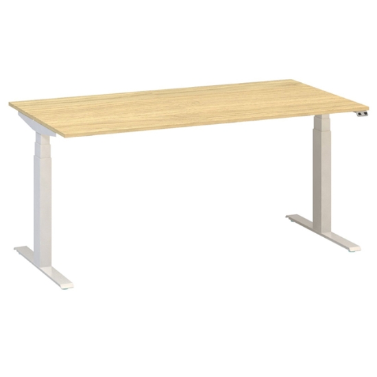 Obrázek ALFA UP stůl výškově stavitelný 160 cm - dub/ bílé podnoží