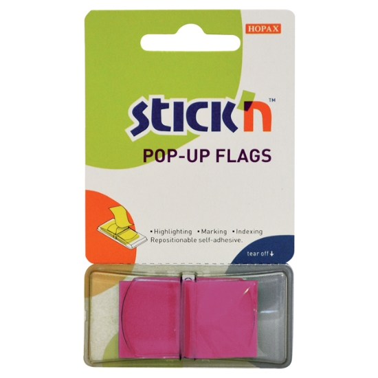 Obrázek Záložky samolepicí plastové STICK 'N 45 x 25 mm - růžová / 50 ks