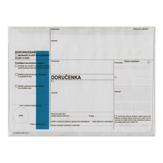 Obrázek Doručenka C5 modrý pruh samolepicí - poučení daňový řád (M Fin.4109/9 vzor č.4) 1294653