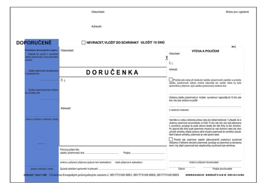 Obrázek Doručenka C5 (217 x 155mm) modrá - s poučením správní řád