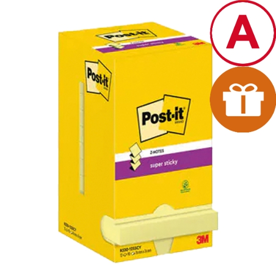 Obrázek Bloček-Z samolepicí Post-it Super Sticky 76 x 76 mm - žlutá/12x 90l