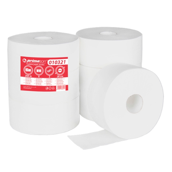 Obrázek Papír toaletní JUMBO průměr 280 mm, 2 vrstvy, celulóza / 6 ks   (010321)