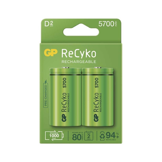 Obrázek Baterie nabíjecí GP ReCyko+ HR20 (D) / 2 ks