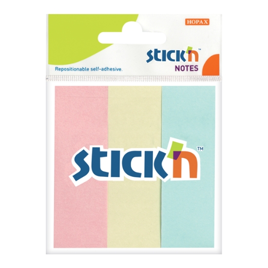 Obrázek Záložky samolepicí papírové STICK 'N 76 x 25 mm - pastelové barvy / 3 x 50 ks