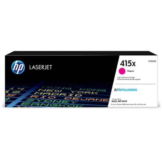 Obrázek HP originální toner W2033X, magenta, 6000str., HP 415X, high capacity, HP Color LaserJet Pro M454, M
