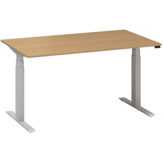 Obrázek ALFA UP stůl výškově stavitelný 140 cm  - buk / šedé podnoží