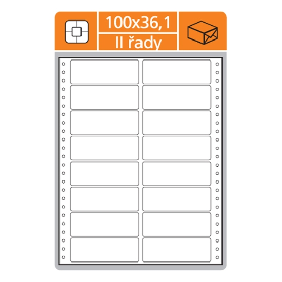Obrázek Etiketa L 100 x 36,1 mm 2 řady - bílá / 8000 etiket
