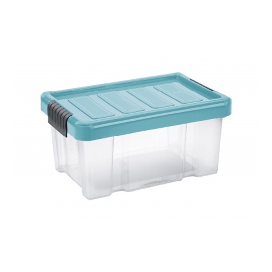 Obrázek Úložný box s klipem PUZZLE 5 l - transparent/modrá
