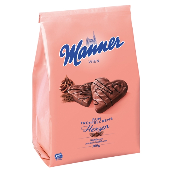 Obrázek Srdíčka rumová Manner Rum Trüffelcreme Herzen 300g