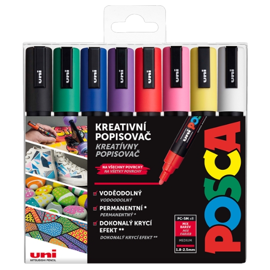 Obrázek Popisovač kreativní Posca, mix metalických barev,  hrot 1,8 - 2,5  mm / 8 ks