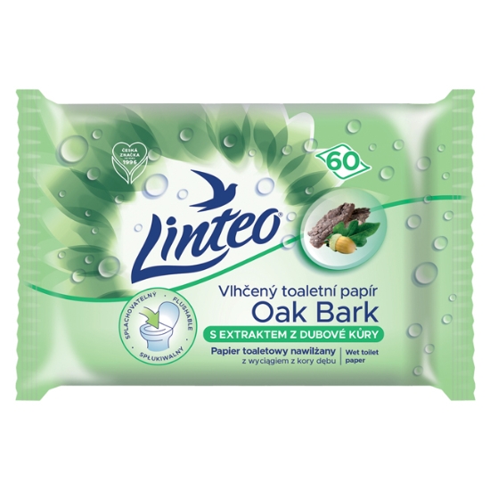 Obrázek Vlhčený toaletní papír LINTEO s dubovou kůrou / 60 ks
