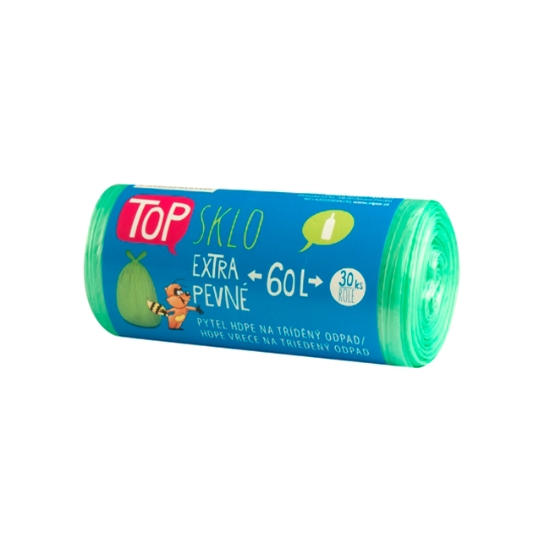 Obrázek Pytel HDPE na tříděný odpad, sklo 60L, zelený TOP/ 30ks