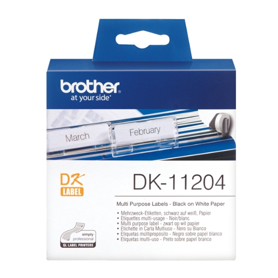 Obrázek Brother papírové štítky 17mm x 54 mm, bílá, DK11204