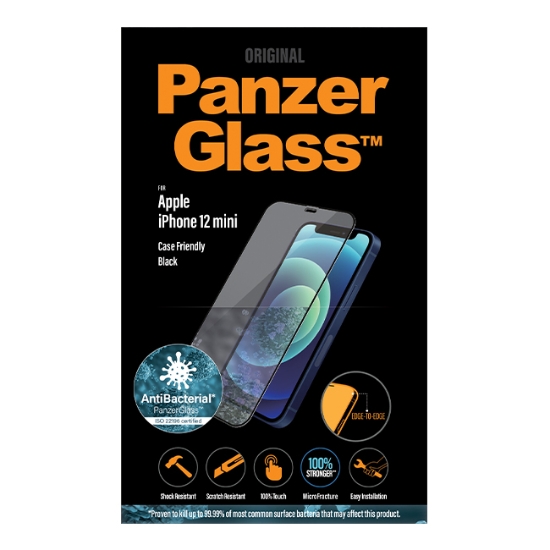 Obrázek PanzerGlass Edge-to-Edge Antibacterial pro Apple iPhone 12 mini černé
