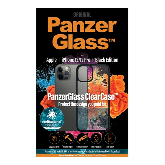 Obrázek PanzerGlass ClearCase Antibacterial pro Apple iPhone 12/12 Pro Black edition