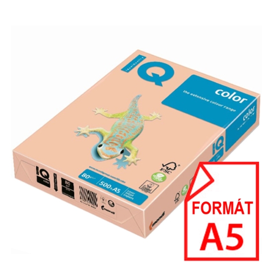 Obrázek Papír barevný IQ COLOR A5 80 g - lososová / pořez z A4