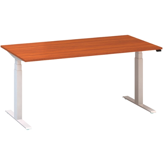 Obrázek ALFA UP stůl výškově stavitelný 160 cm - třešeň  / bílé podnoží