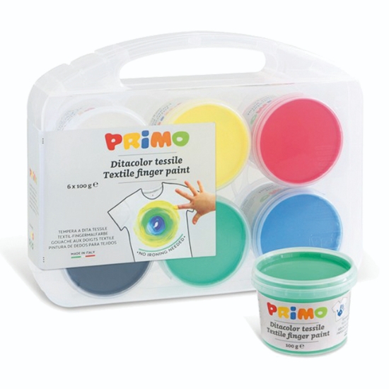 Obrázek Prstové barvy na textil PRIMO, 100 g kelímek / 6 ks