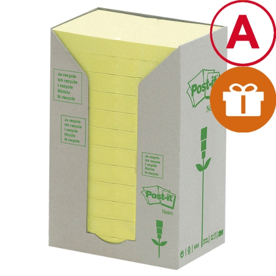 Obrázek Bloček samolepicí Post-it GREEN 76 x 127 mm - žlutá / 6 x 100 listů