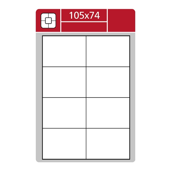 Obrázek Etiketa Laser lesklá 105 x 74 mm A4 - bílá/ 100 archů