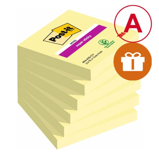Obrázek Bloček samolepicí Post-it Super Sticky 76 x 76 mm - žlutý / 6x90 lístků