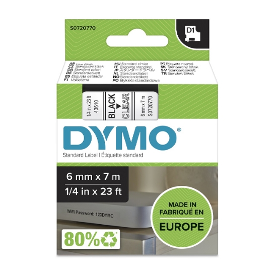 Obrázek Dymo páska D1 6mm x 7m - průhledná