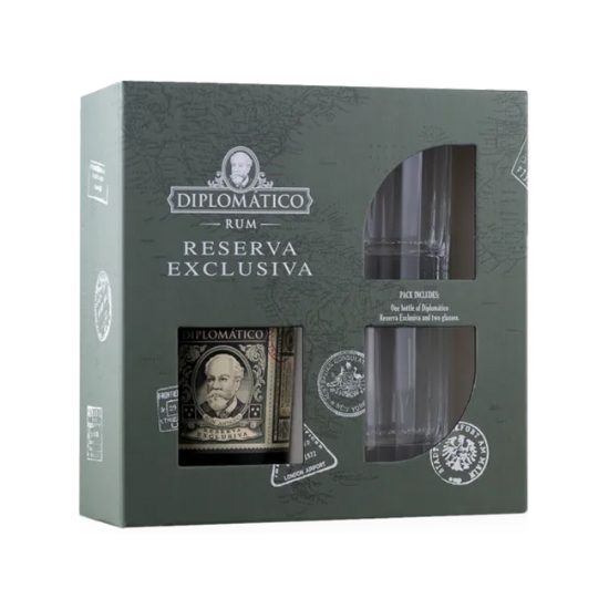 Obrázek Dárková sada Diplomatico Reserva Exclusiva + 2 skleničky Old Fashioned 