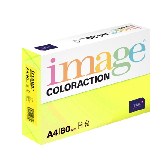 Obrázek Papír barevný IMAGE COLORACTION A4 80 g - reflexní žlutá / 500 listů