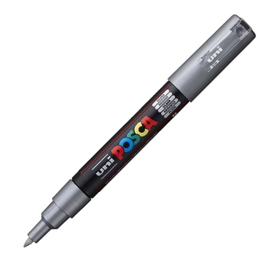 Obrázek Popisovač Uni POSCA 1 M dekorační - stříbrný
