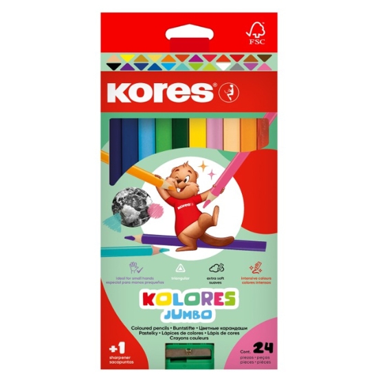 Obrázek Pastelky trojhranné KORES JUMBO / 24 ks