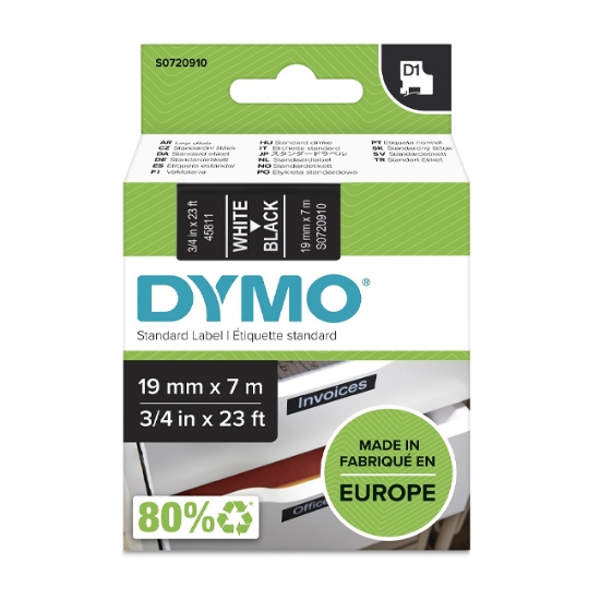 Obrázek Dymo páska D1 19mm x 7m - bílá/černá