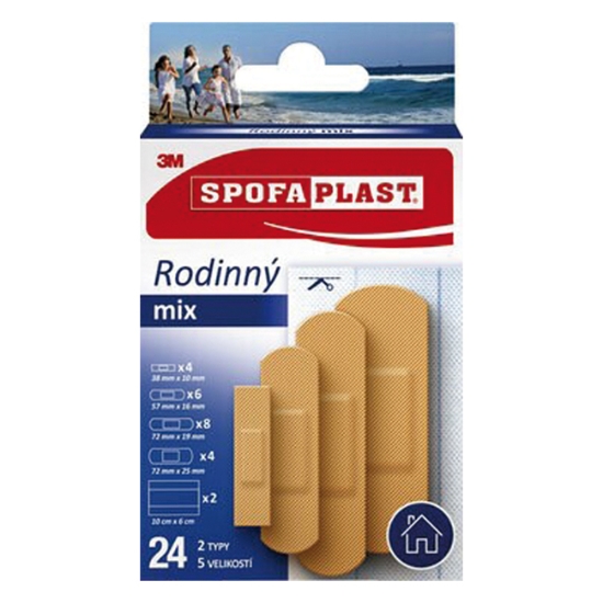 Obrázek Náplast Spofaplast rodinný mix / 24 ks