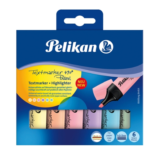 Obrázek Zvýrazňovač Pelikan Textmarker 490 - sada pastelových barev / 6 ks