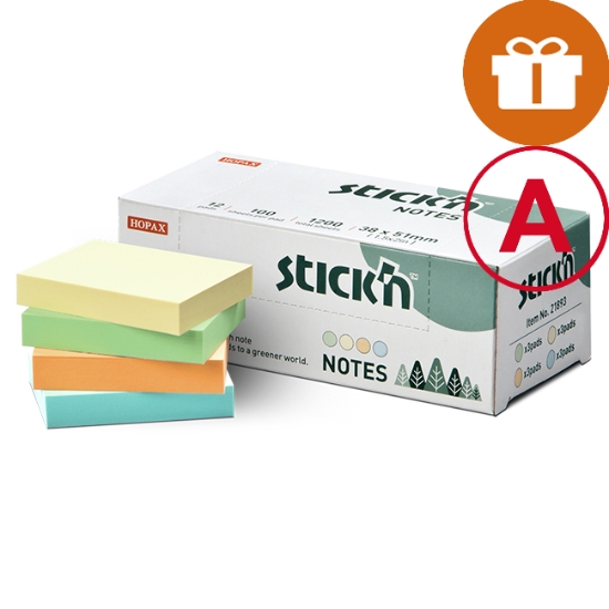 Obrázek Bločky samolepicí STICK´N - FSC 38 x 51mm/12x100 listů - pastelový mix