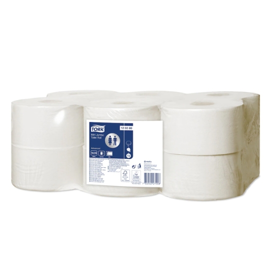Obrázek Papír toaletní TORK Advanced Mini Jumbo 2 vrstvý, 10 cm x 170 m / 12 ks  (120280/120238)