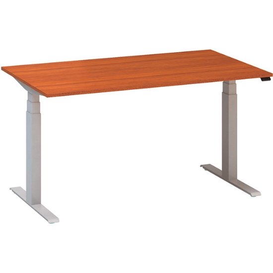 Obrázek ALFA UP stůl výškově stavitelný 140 cm  - trešeň / šedé podnoží