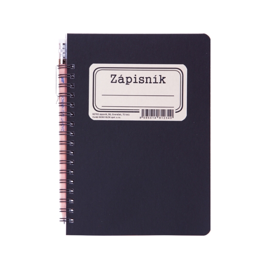 Obrázek Zápisník s boční spirálou RETRO s tužkou B6/70 listů - čtvereček