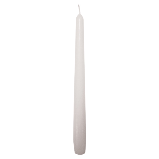 Obrázek Svíčka kónická rovná 245 mm -  bílá / 10 ks