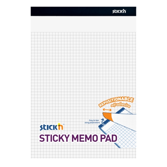 Obrázek Blok samolepící  STICK 'N 254x178 mm bílý čtverečkovaný