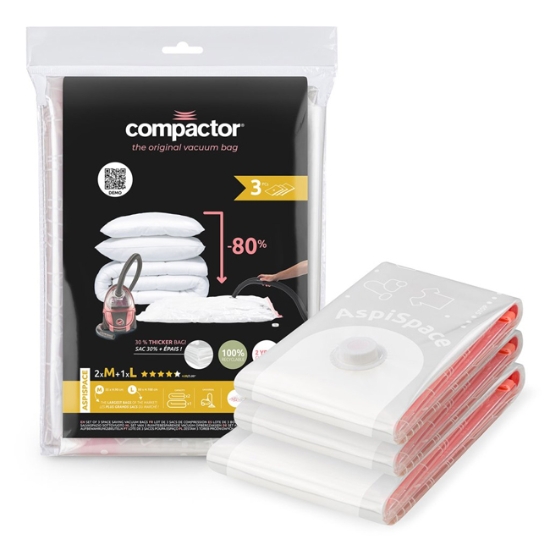 Obrázek Vakuový úložný pytel Compactor Bag Aspispace - pro uskladnění textilu a peřin/ 3ks