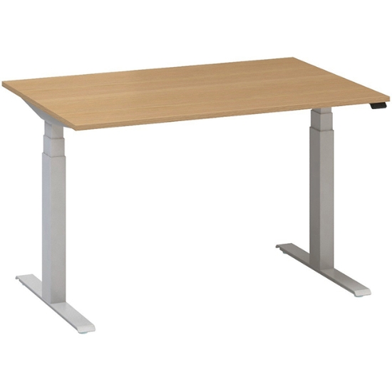 Obrázek ALFA UP stůl výškově stavitelný 120 cm - buk / šedé podnoží
